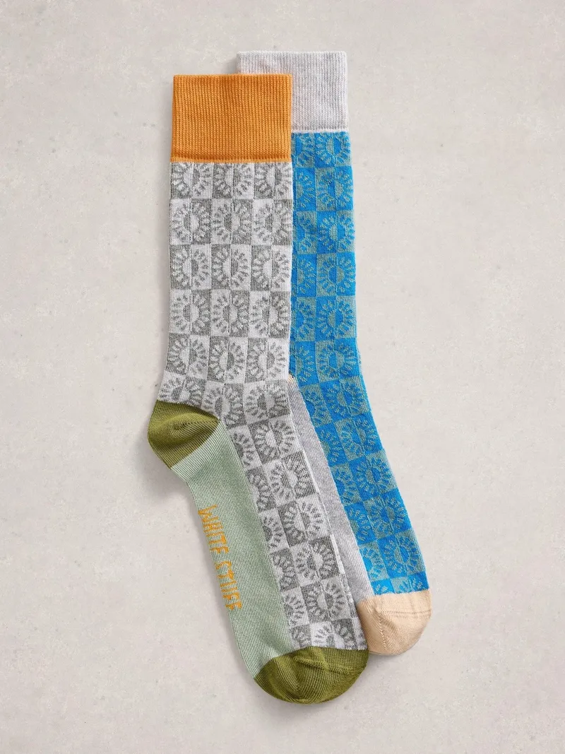 White Stuff 2er-Pack Socken Sonne - 44-46, Blau multi, – Produktbild 1 von 2
