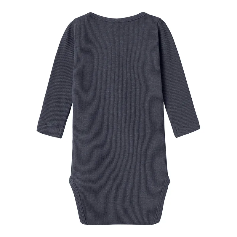name it Name It Henley-Body langarm Rippqualität, Blau, – Produktbild 1 von 2