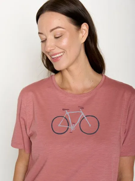 GreenBomb GREENBOMB Bike Handdrawn Nova - Kastiges T-Shirt aus Bio-Baumwolle / hochwertiger Print / GOTS / Fair & Vegan, Rosa (dark rose), – Produktbild 2 von 4