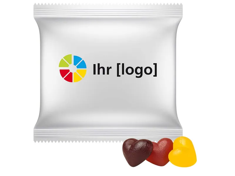 Mini-Tüte Bio-Fruchtsaft-Herzen 20 g mit 4-farbigem Digitaldruck – Produktbild 1 von 1