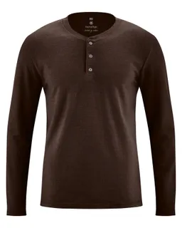 HempAge HempAge Herren vegan Langarm Jersey Henley In Espressobraun – Produktbild 1 von 1