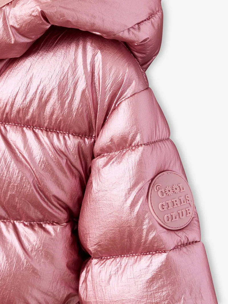 Vertbaudet Vertbaudet Glänzende Steppjacke mit Kapuze Mädchen, Hellrosa, – Produktbild 4 von 4