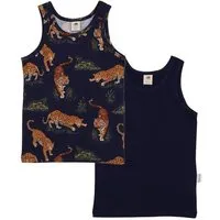 Walkiddy Unterhemd Dunkelblau Tiger & Leopard Allover Bio-Baumwolle GOTS – Walkiddy – Produktbild 1 von 1