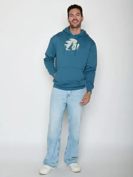 GreenBomb GREENBOMB Nature Clouds Ride Joy - Gemütlicher Hoodie aus Bio-Baumwolle / hochwertiger Print / GOTS / Fair & Vegan, Blau (gezeitenblau), – Produktbild 3 von 4