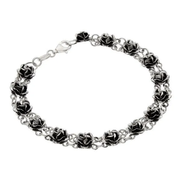 pakilia pakilia Silber Armkette Mini Rosenblüten dunkel fair-trade und handmade – Produktbild 1 von 4