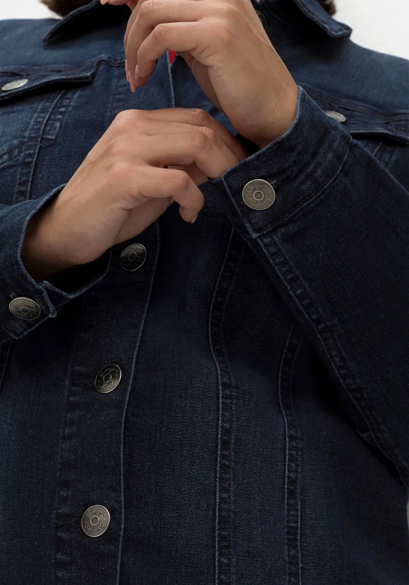 sheego Jeansjacke, Dark blue denim, – Produktbild 1 von 2