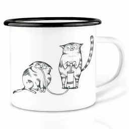 LIGARTI Emailletasse »Heliumkatzen« von LIGARTI | 300 oder 500 ml | handveredelt in Deutschland | Cup, Kaffeetasse, Emaillebecher, Camping Becher – Produktbild 1 von 1