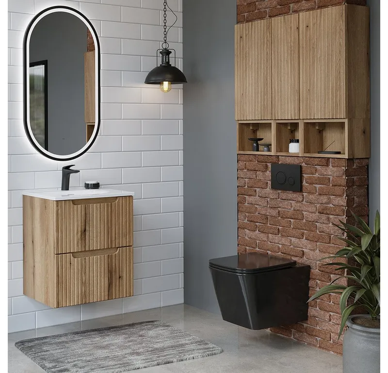 Lomadox Badregal NEWPORT-56-EVOKE, 30 cm breit, in Eiche, Braun, – Produktbild 8 von 8