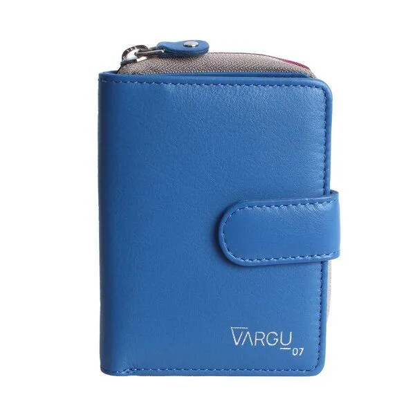 Vargu Vargu Echtleder Geldbörse VINEM 1-A, Blue - cranberry, – Produktbild 2 von 4