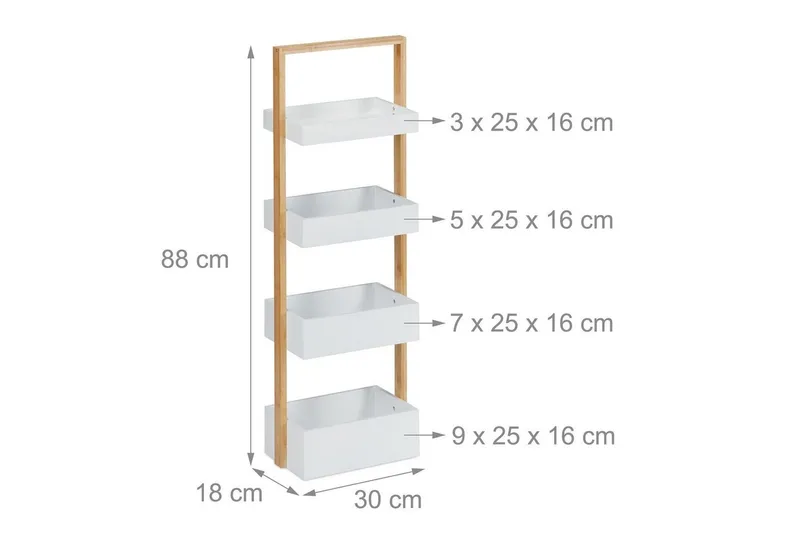 RELAXDAYS RELAXDAYS Badregal mit 4 Ablagen, 1-tlg., Braun|weiß, – Produktbild 4 von 5