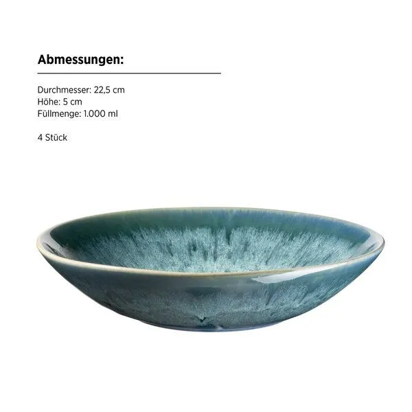 Mäser Mäser Teller Set 8-tlg. "Carellia" Steinzeug, Blau, – Produktbild 4 von 5