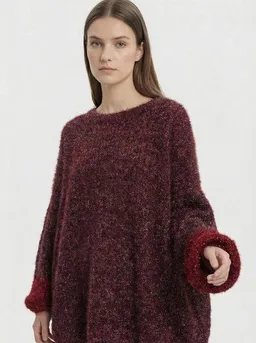 KnitToChange KnitToChange Oversize-Pullover aus weichem Effektgarn in Burgund- und Rottönen – Produktbild 1 von 1