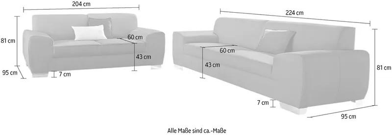 DOMO collection Polstergarnitur Ricardo kubisch, modern & elegant, bequem, Federkernunterfederung, (Set, 2-tlg), Set: 2-Sitzer und 2,5-Sitzer, Grau, – Produktbild 4 von 4