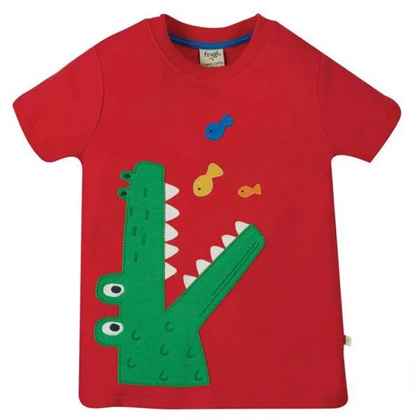 Frugi Frugi T-Shirt Krokodil rot Carsen Applique T-Shirt – Produktbild 1 von 3