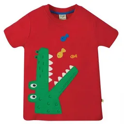 Frugi Frugi T-Shirt Krokodil rot Carsen Applique T-Shirt – Produktbild 1 von 1