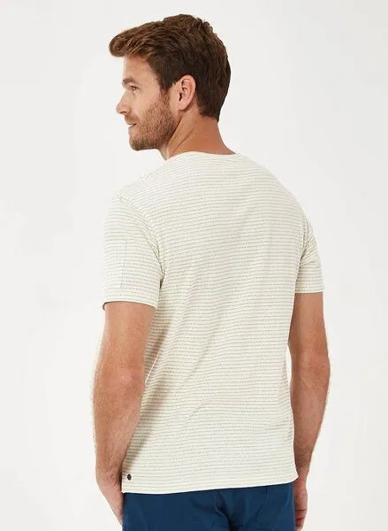 ORGANICATION ORGANICATION Gestreiftes T-Shirt aus Bio-Baumwolle mit Ärmeltasche, Vanilla stripe, – Produktbild 4 von 4