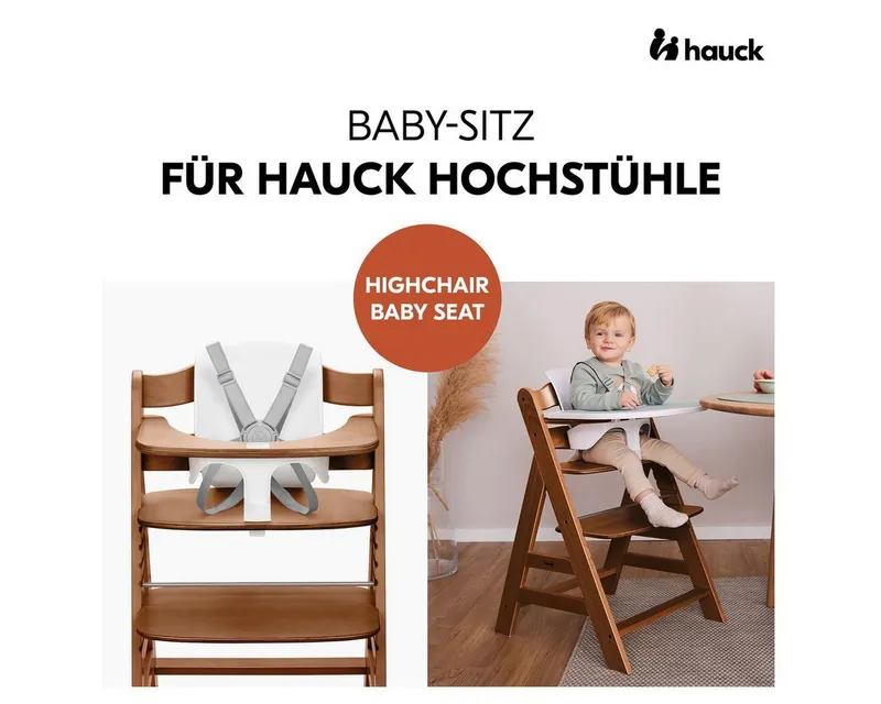 Hauck Hauck Hochstuhl Alpha Plus Set - Walnut, Mitwachsender Holz Kinderhochstuhl mit Essbrett Click Tray & Baby-Sitz, Braun, – Produktbild 4 von 5