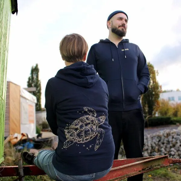 roots of compassion roots of compassion Kapuzenjacke "Schildkröte" bio & fair & vegan - Pulli, Tiere, Natur, Meer, Ocean, Beach, Navy, – Produktbild 2 von 4