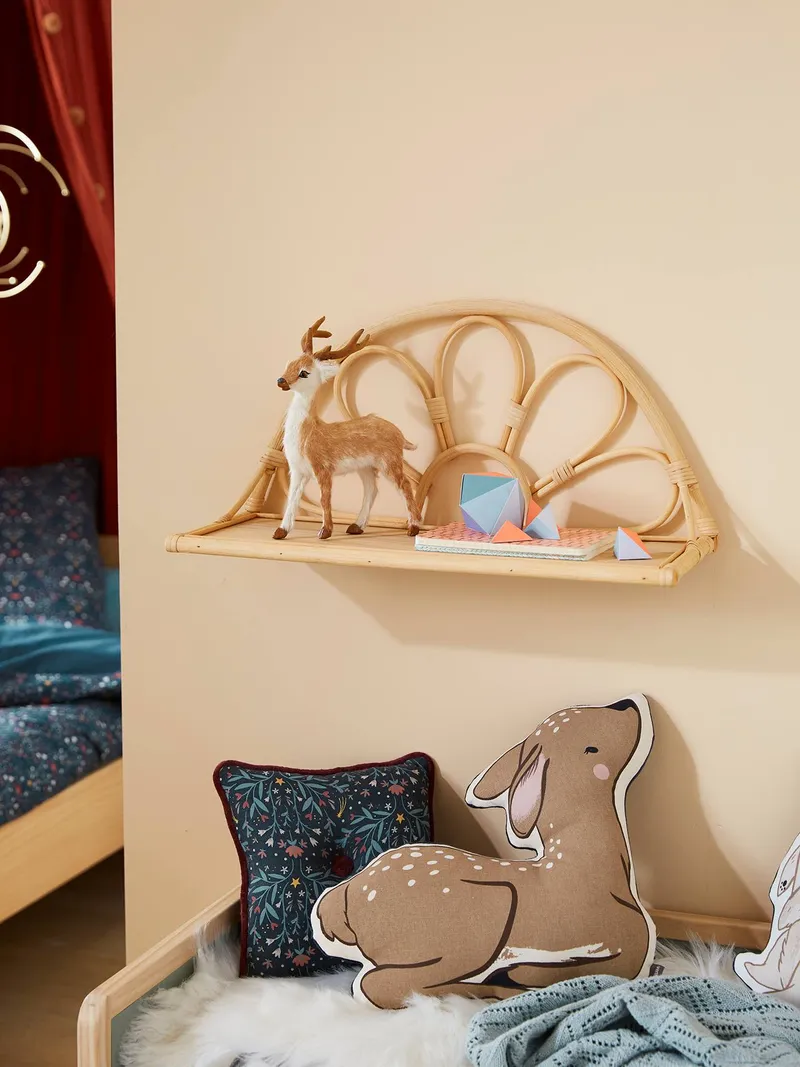 Vertbaudet Wandregal aus Rattan BOHO Kinderzimmer, Braun/blumenform, – Produktbild 2 von 4