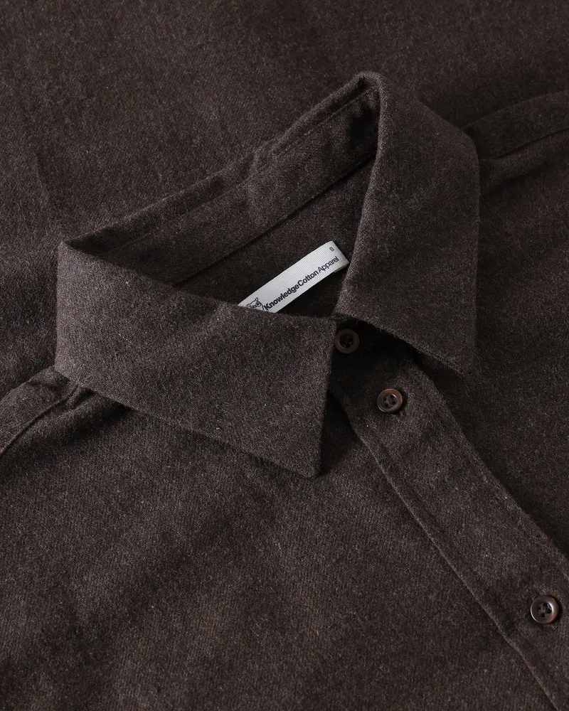 KnowledgeCotton Apparel KnowledgeCotton Apparel Damen vegan Hemd Vega Relaxed Flanell Chocolate Torte, Braun, – Produktbild 1 von 2