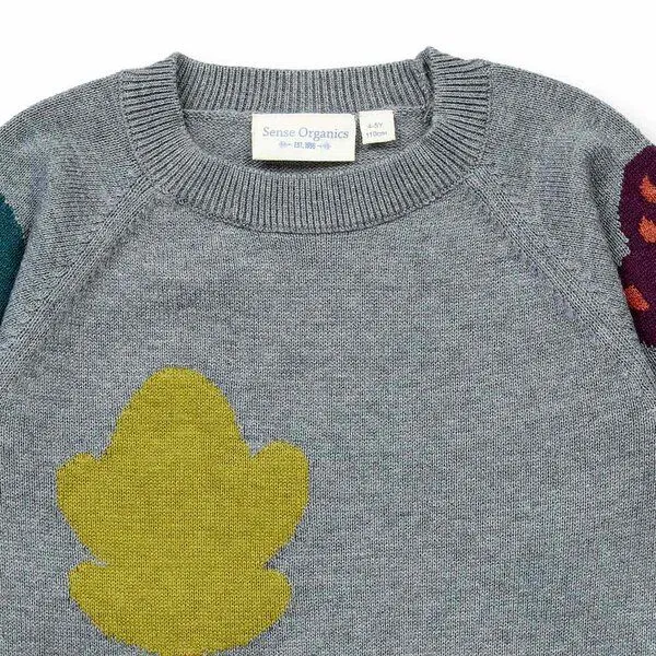 Sense Organics Sense Organics Mädchen Strickkleid mit Baum-Motiv, Modell MARVA, Bäume auf anthrazit melange, – Produktbild 2 von 4