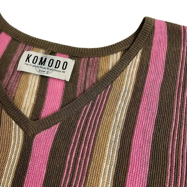 KOMODO Komodo Strickpullover Clover Jumper Linen Stripe, Pink grün, – Produktbild 2 von 4