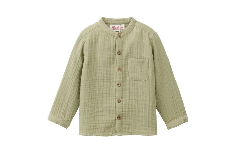 People Wear Organic People Wear Organic Langarmhemd, Musselin Freizeithemd GOTS zertifiziert, Grün, – Produktbild 1 von 3