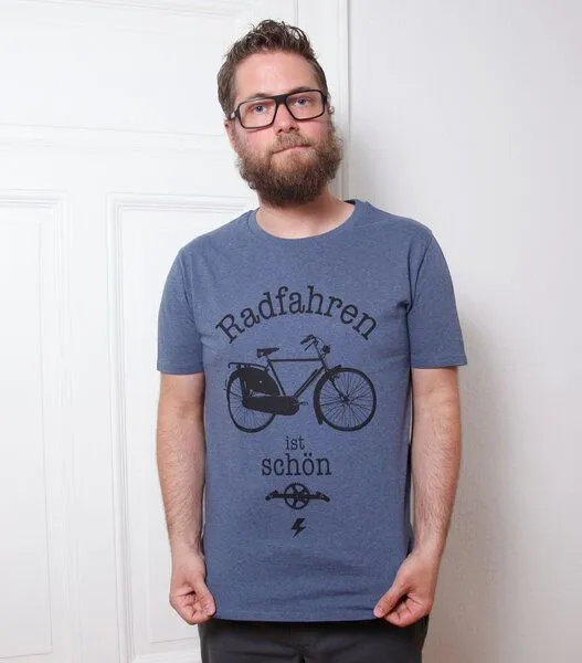 päfjes päfjes "Radfahren ist schön" - Fair Wear Männer T-Shirt, Blau, – Produktbild 1 von 3