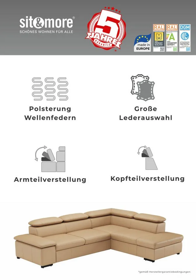 sit&more Polsterhocker Alcudia, Grau, – Produktbild 4 von 7