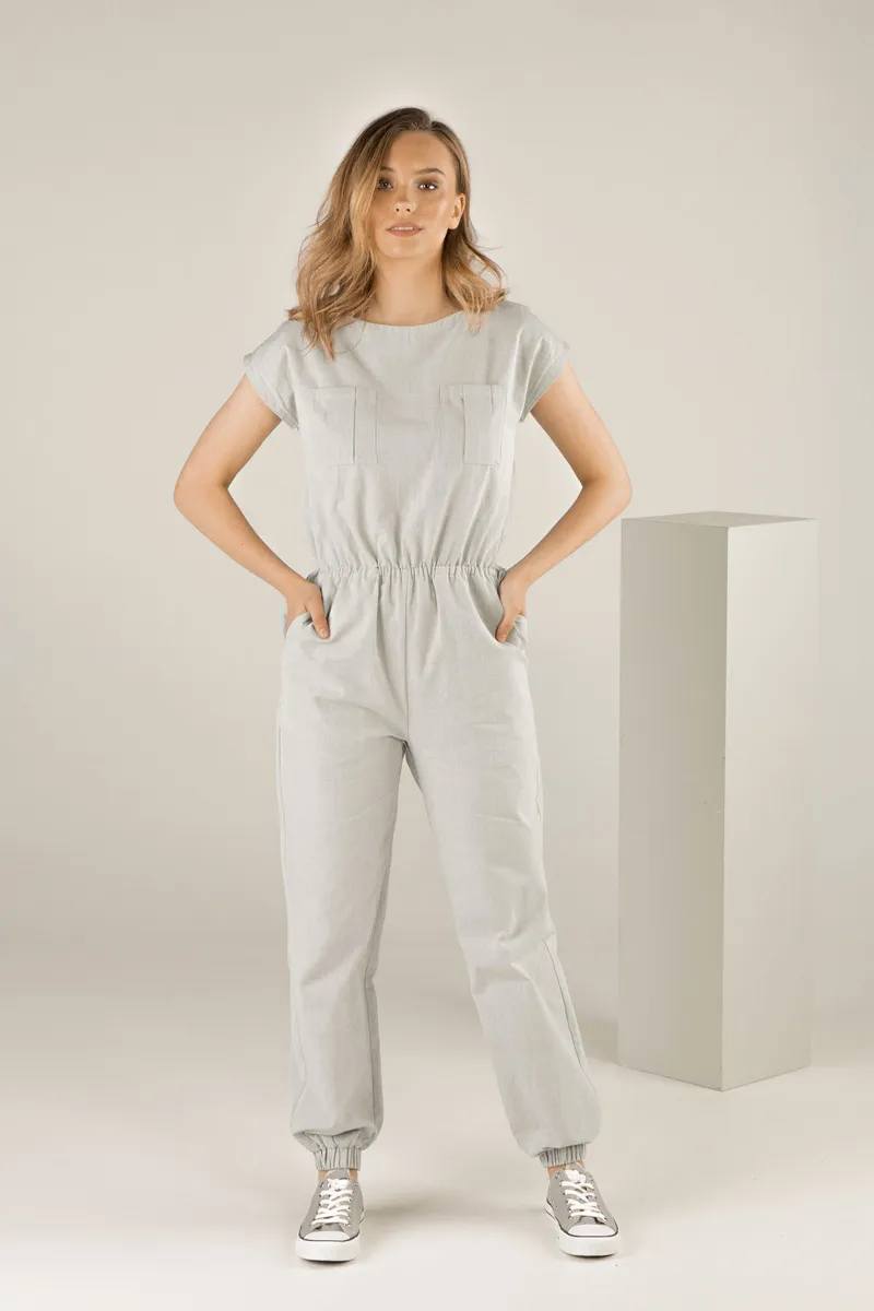 TAWAST TAWAST Damen vegan Overall Mindful Warrior, Hellgrau, – Produktbild 2 von 2