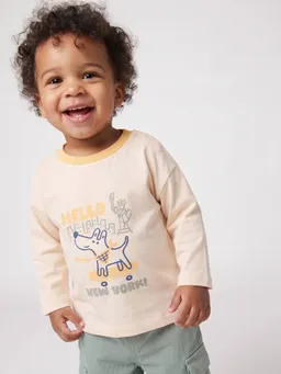 Vertbaudet Shirt mit Druckknöpfen an der Schulter Baby vanille – Produktbild 1 von 1