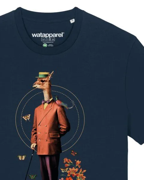 watapparel watapparel T-Shirt Unisex Fancy Llama, French navy, – Produktbild 3 von 3