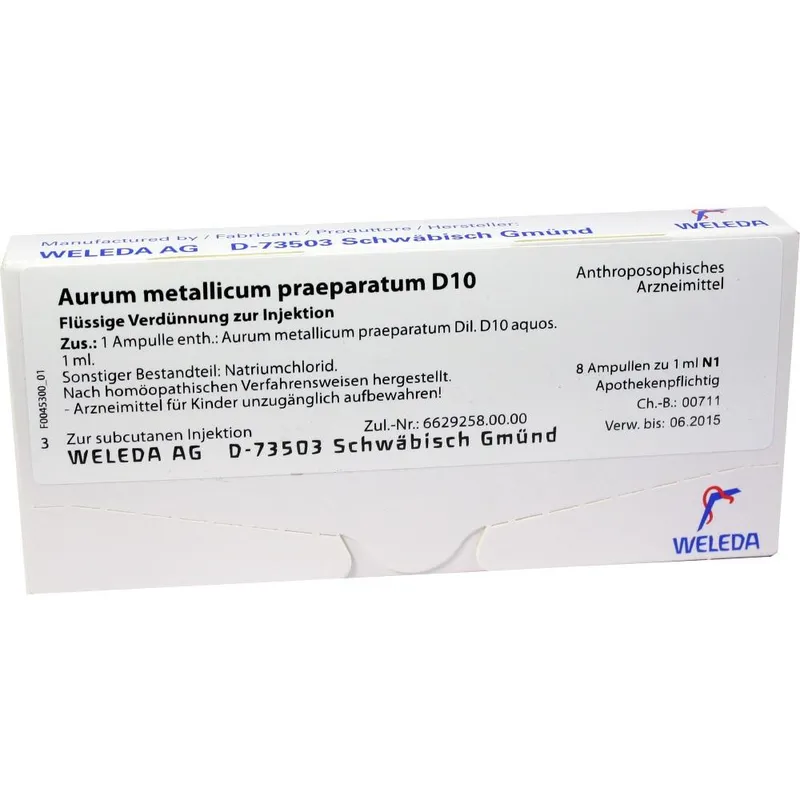 Weleda WELEDA AURUM METALLICUM PRAEPARATUM D 10 Ampullen 8 St Ampullen – Produktbild 1 von 1