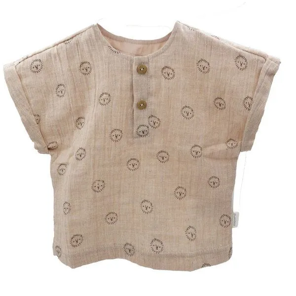 Maximo maximo Baby Hemd Kurzarm Bio Baumwolle Musselin, Beigemeliert löwe, – Produktbild 1 von 2