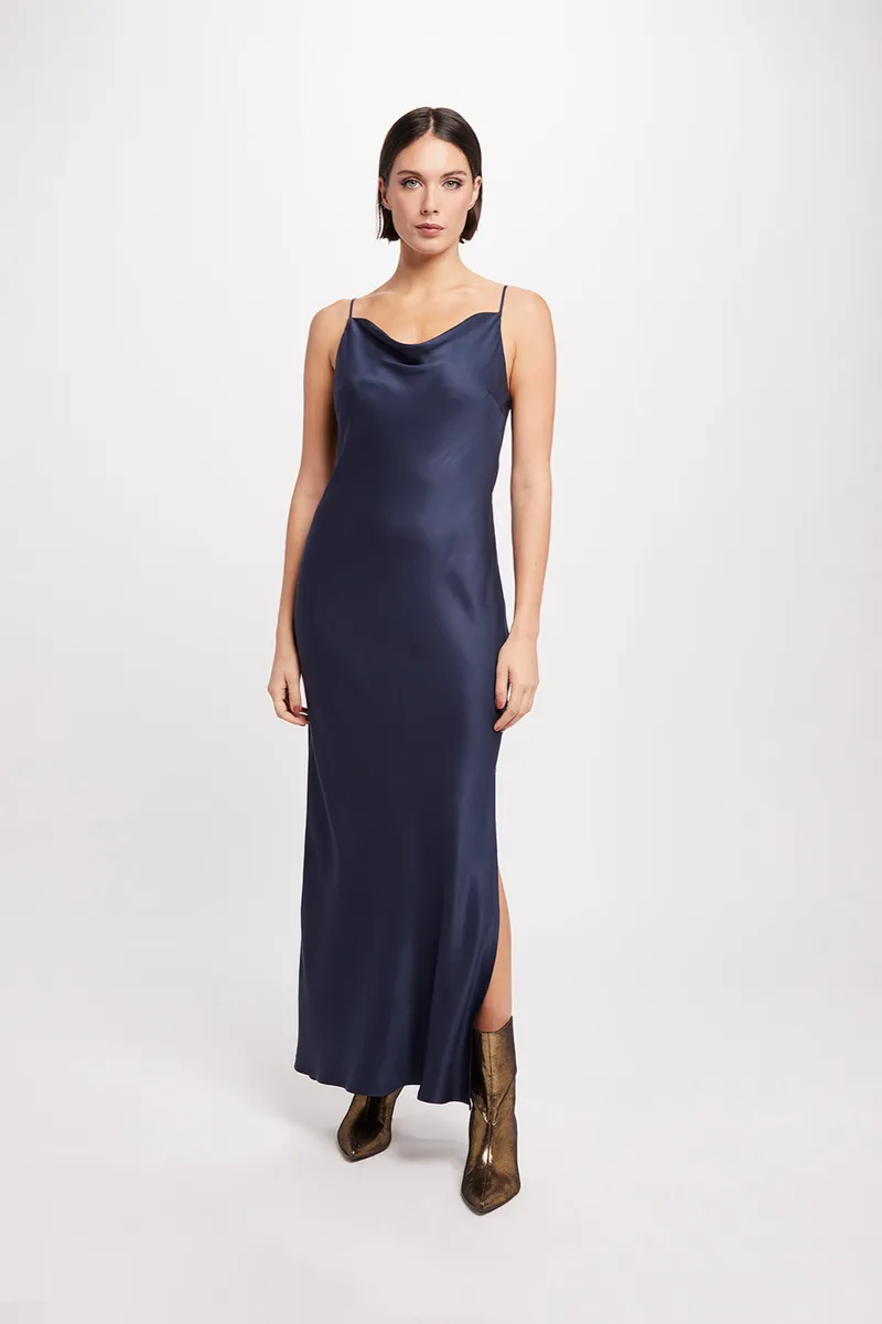 Neu Nomads Neu Nomads Damen vegan Kleid Cowl Neck Gown Midnight, Extra dunkelblau, – Produktbild 2 von 2