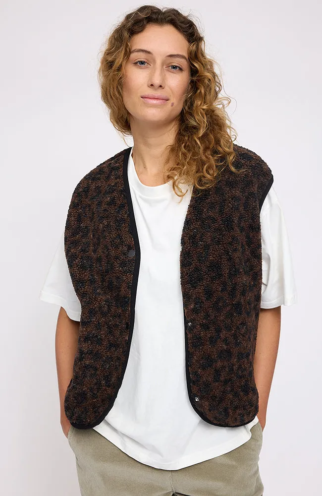 Mazine Mazine Damen vegan Weste Sherpa Bedruckt Braun – Produktbild 1 von 2