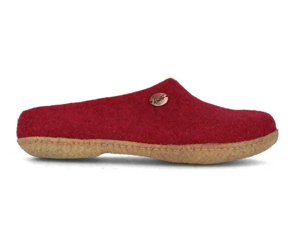 WoolFit WoolFit Filzpantoffeln „Classic“ mit Naturgummisohle mit weichen Filzeinlagen, Dunkelrot, – Produktbild 2 von 4