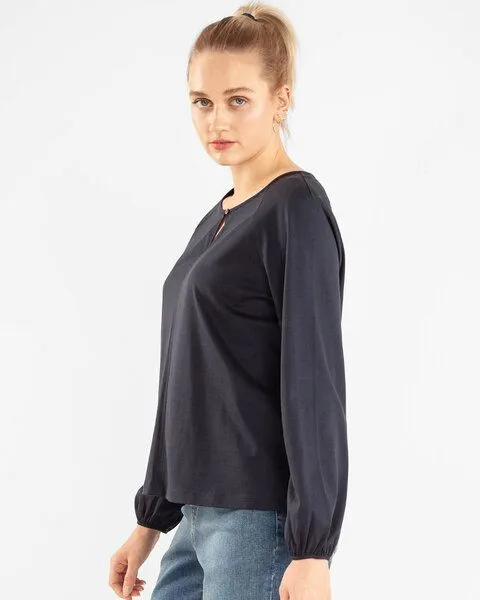 Alma & Lovis Alma & Lovis Feminines Blusenshirt aus Bio-Baumwolle | Raglan Blouse, Captain blue (dunkelblau), – Produktbild 3 von 4