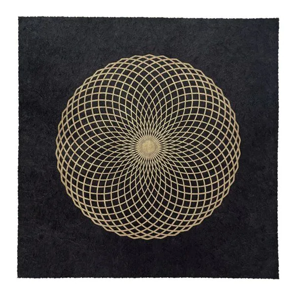 Veskor Cassiopeia Veskor Cassiopeia LOTUS DES LEBENS Heilige Geometrie Linoldruck | 40 x 40 cm | Gold auf Schwarz – Produktbild 1 von 4