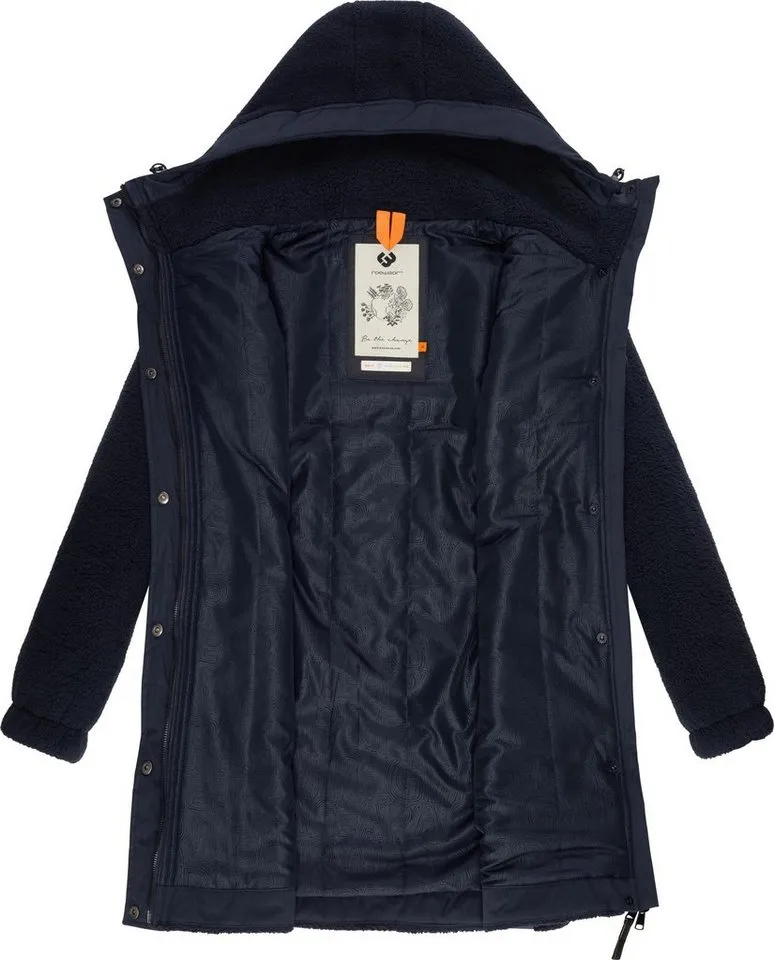 ragwear ragwear Outdoorjacke Cousy flauschige Übergangsjacke mit Teddyfell und Kapuze, Blau, – Produktbild 1 von 3