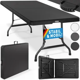 Casaria® Gartentisch Schwarz Rattan-Look 180x75x73cm klappbar – Produktbild 1 von 1