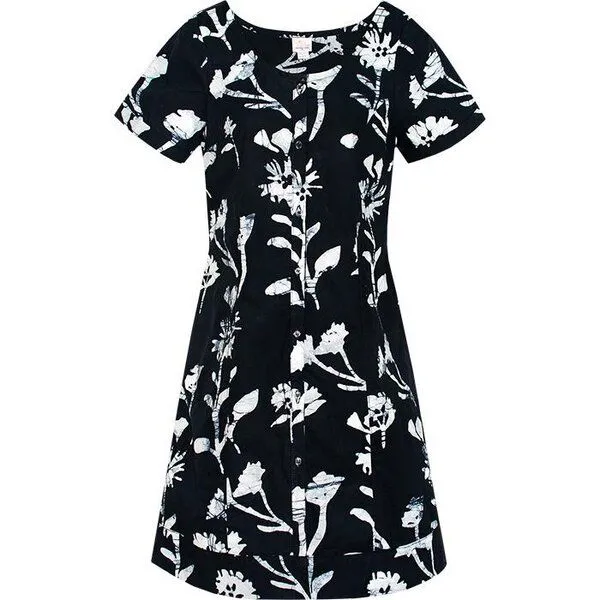 Global Mamas Global Mamas Bio Kleid - BUTTON FRONT - Wildflower Schwarz – Produktbild 1 von 3