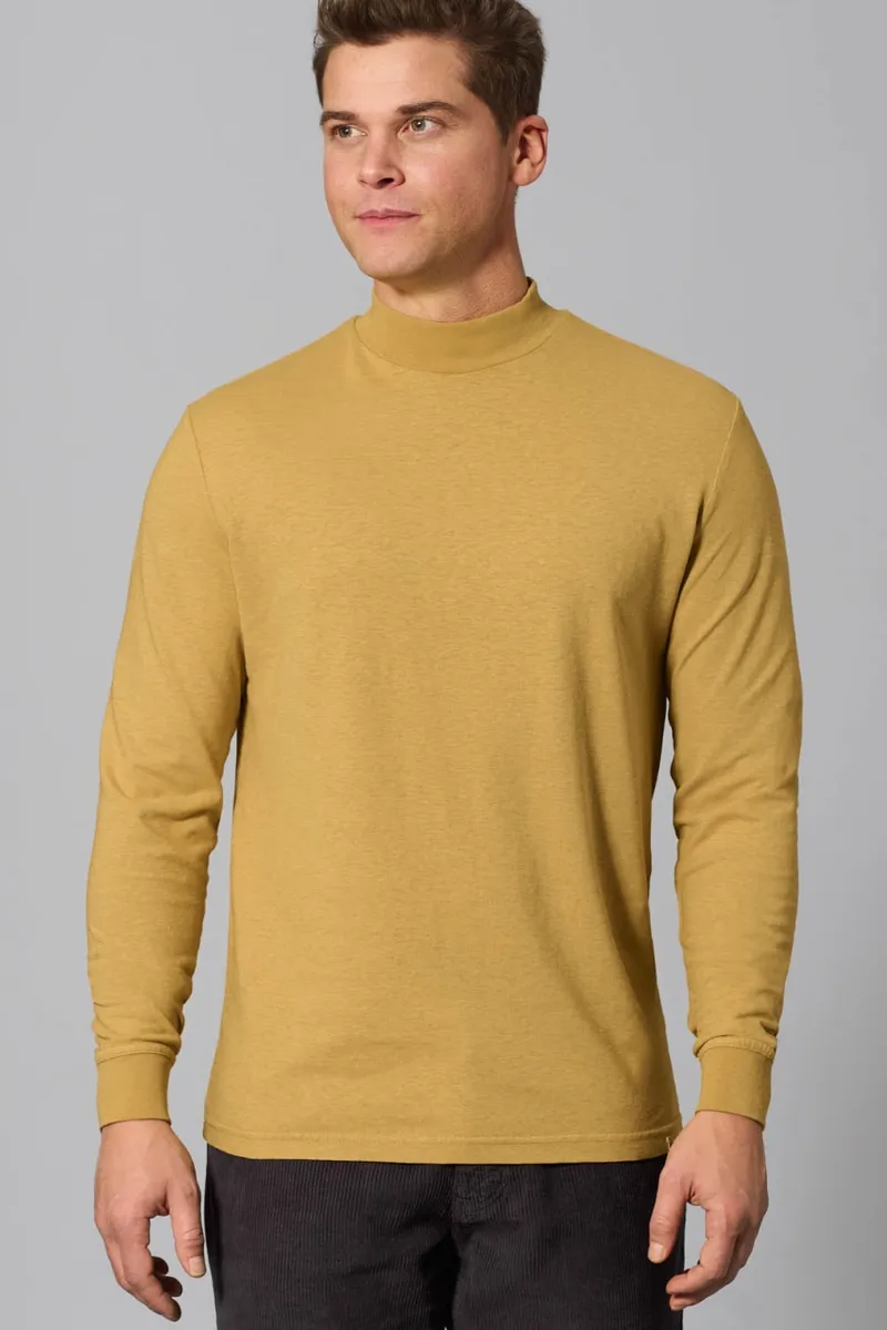 HempAge Hempage Herren vegan Rollkragenpullover Mit Langen Ärmeln In Dijon-Gelb, Gelb, – Produktbild 2 von 2