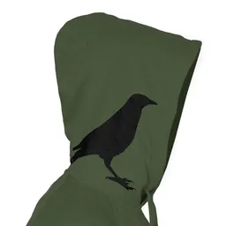 HANDGEDRUCKT HANDGEDRUCKT "Rabenflüsterer" Männer Hoody aus reiner Biobaumwolle (kbA) – Produktbild 1 von 1