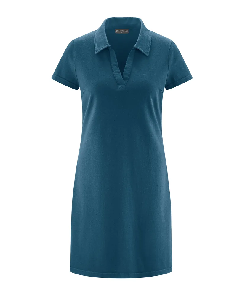 HempAge Hempage Damen vegan Kleid Timeless Summer Mit Flachem Kragen Reef Blaugrün, Blau, – Produktbild 1 von 2