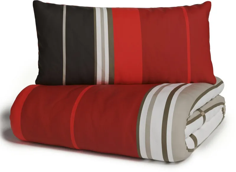 OTTO home Bettwäsche Golfi in Gr. 135x200 oder 155x220 cm, Linon, 2 teilig, sportliche Streifen Bettwäsche aus Baumwolle, Marke H.I.S by OTTO home, Rot, – Produktbild 1 von 8