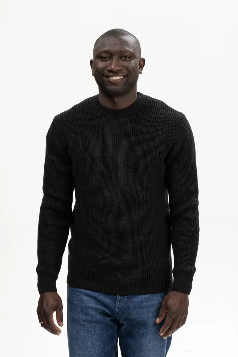 MELA MELA Herren vegan Strickpullover Ravi Schwarz, Schwarz, – Produktbild 3 von 3