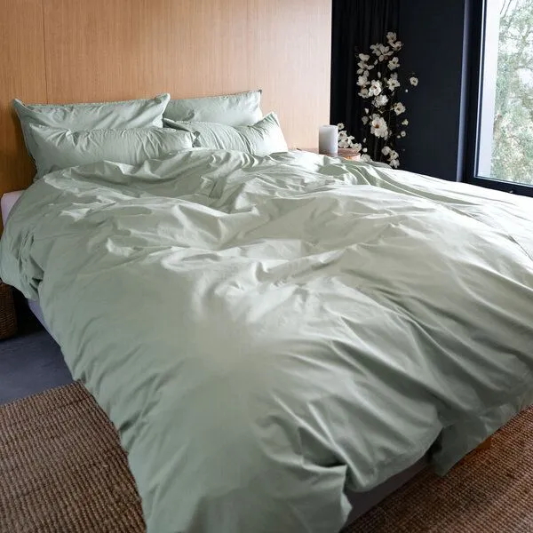 KUSHEL KUSHEL Bettdeckenbezug Perkal aus Bio Baumwolle, Morning sage (grün), – Produktbild 3 von 4