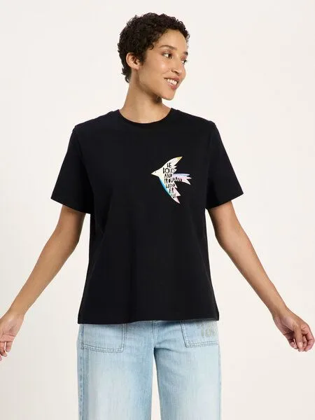 LANIUS LANIUS Statementshirt "BIRD" (GOTS) aus Bio-Baumwolle, Black, – Produktbild 3 von 4
