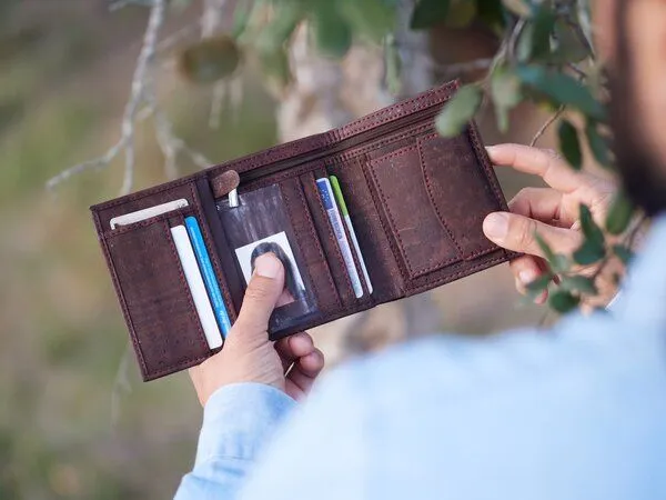 Simaru Simaru Kork Portemonnaie Herren, Männer Geldbeutel mit RFID Schutz Geldbörse für Karten, Scheine etc., Braun, – Produktbild 3 von 8